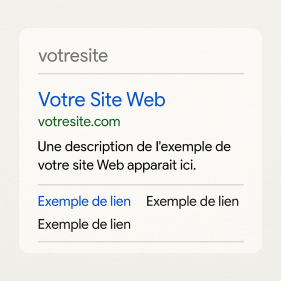Résultat de recherche Google montrant un site optimisé pour le SEO